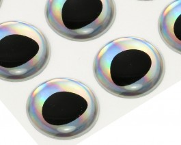 3D Epoxy Fish Eyes, Rainbow Silver, 15 mm